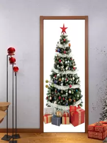 1 pieza Pegatinas para puertas árbol de Navidad impermeable - Multicolor - Ver 1