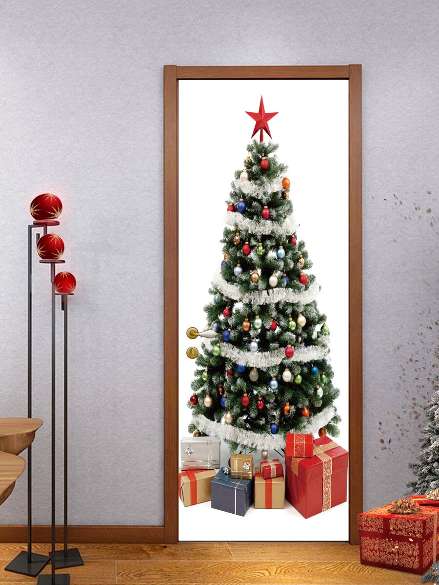 1 pieza Pegatinas para puertas árbol de Navidad impermeable - Multicolor - Ver 1