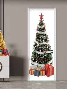 1 pieza Pegatinas para puertas árbol de Navidad impermeable - Multicolor - Ver 2