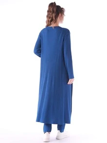 Conjunto homewear Top de tirantes tejido waffle con pantalones & bata - Azul - Ver 2