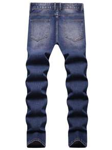 Männer Jeans mit Riss, Bleichen Waschung - Dunkle Waschung - Übersicht 2