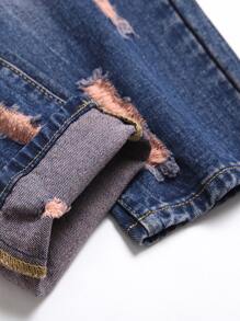 Männer Jeans mit Riss, Bleichen Waschung - Dunkle Waschung - Übersicht 3