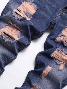 Männer Jeans mit Riss, Bleichen Waschung - Dunkle Waschung - Übersicht 4