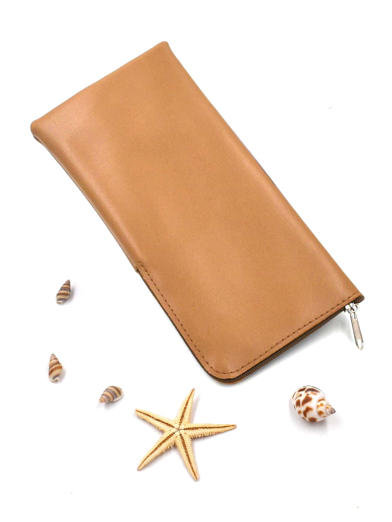 Minimalist Zipper Glasses Bag - Brown - View 1