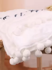 SHEIN 新生兒男寶寶攝影字母數字圖案毛毯,附帶2入配件 - 白色 - 查看 3