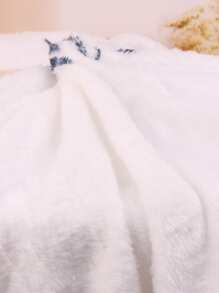 SHEIN 新生兒男寶寶攝影字母數字圖案毛毯,附帶2入配件 - 白色 - 查看 5