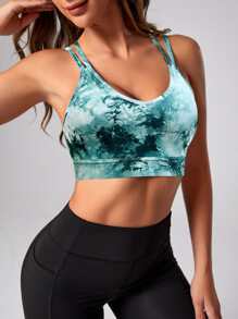 Core Rhythm Tie Dye Cut Out Crisscross Back Sports Bra