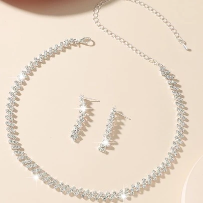 3入組水鑽裝飾首飾套裝