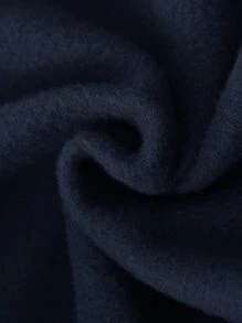 Manfinity Hypemode Men Slogan Graphic Drop Shoulder Drawstring Zipper Thermal Lined Hoodie - Navy Blue - View 4