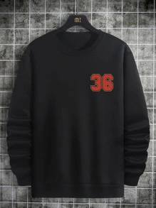 Manfinity Men Letter Graphic Drop Shoulder Sweatshirt - Black - View 2