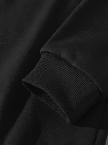 Christmas Print Drop Shoulder Sweatshirt - Black - View 4