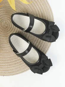 Girls Bow Decor Mary Jane Flats - Black - View 3