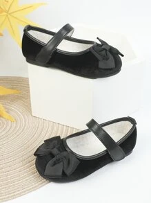 Girls Bow Decor Mary Jane Flats - Black - View 4