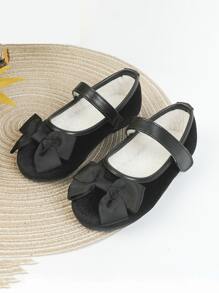 Girls Bow Decor Mary Jane Flats - Black - View 5