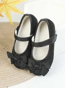 Girls Bow Decor Mary Jane Flats - Black - View 6