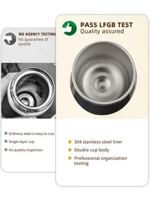 1pc Stainless Steel Insulated Bottle, 350ml Black Simple Vacuum Cup For Home - Black - View 5