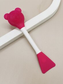 矽膠雙頭清潔面膜刷1入組小熊型按摩產品臉部清潔刷DIY泥膜應用化妝工具