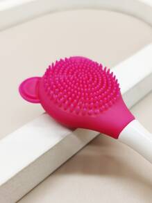 矽膠雙頭清潔面膜刷1入組小熊型按摩產品臉部清潔刷DIY泥膜應用化妝工具