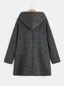 EMERY ROSE Abrigo con capucha con doble bolsillo con parte delantera abierta - Gris Oscuro - Ver 2