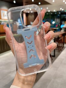 Casing ponsel transparan dengan tali pergelangan tangan - Biru - View 5