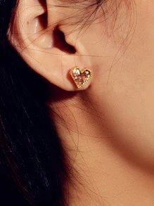 心形设计耳钉 情人节 - 粉色 - 查看 4