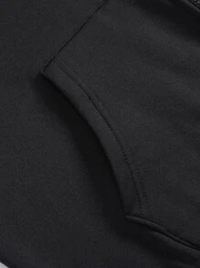 ROMWE MEN Goth Áo nỉ Nam Dây kéo Túi Đồ họa Giải trí - màu đen - Xem 6