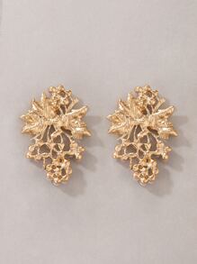 imoli 仿珍珠裝飾葉子耳釘 - 金黃色 - 查看 8