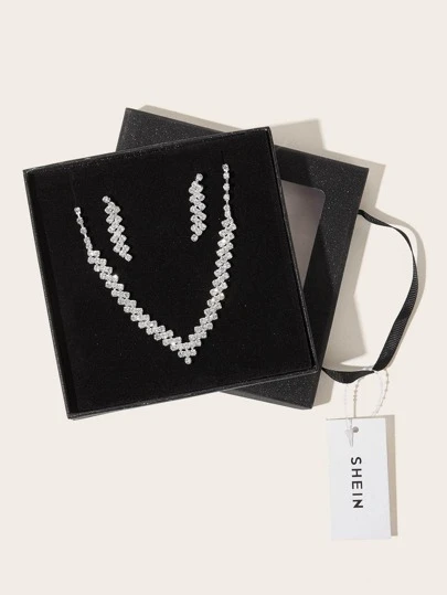 3入組水鑽裝飾首飾套裝