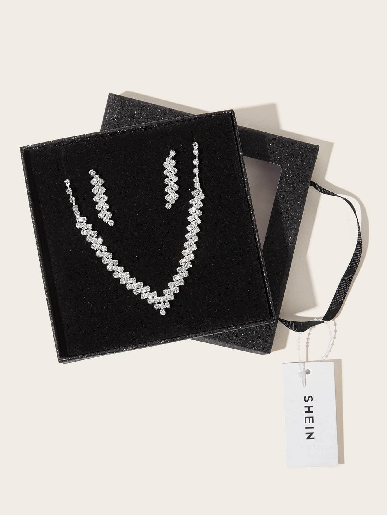 3pcs Rhinestone Decor Jewelry Set