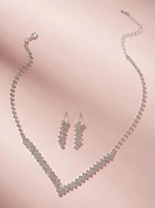 3pcs Rhinestone Decor Jewelry Set