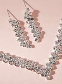 3pcs Rhinestone Decor Jewelry Set