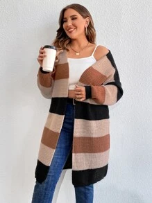 SHEIN LUNE áo hở cổ kích thước lớn Khối Màu Giải trí - Nhiều màu - Xem 4