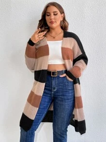 SHEIN LUNE áo hở cổ kích thước lớn Khối Màu Giải trí - Nhiều màu - Xem 5