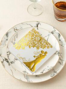 20pcs Metallic Floral & Figure Graphic Disposable Napkin - Multicolor - View 2