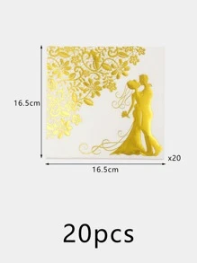 20pcs Metallic Floral & Figure Graphic Disposable Napkin - Multicolor - View 3