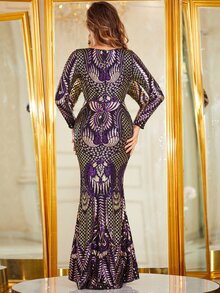 YISIKADO Geo Sequin Mermaid Prom Dress - Multicolor - View 2