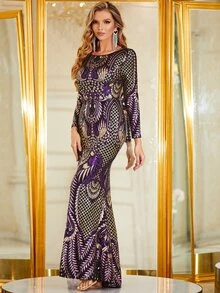 YISIKADO Geo Sequin Mermaid Prom Dress - Multicolor - View 5