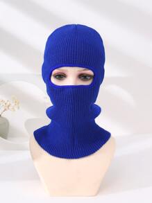 2pcs Women's New Solid Color Single Hole Cold-Proof Warm Outdoor Cycling Sports Knitted Hat, Daily Wear