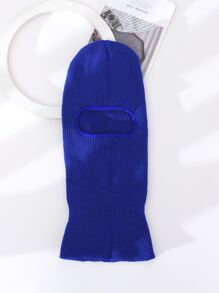 2pcs Women's New Solid Color Single Hole Cold-Proof Warm Outdoor Cycling Sports Knitted Hat, Daily Wear