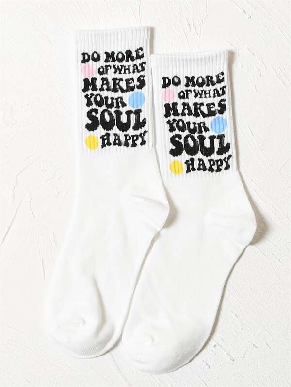 Slogan Graphic Crew Socks SHEIN USA
