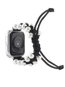 Banda de reloj inteligente con cuenta trenzado - Blanco y Negro - Ver 2