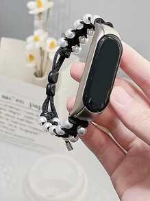 Banda de reloj inteligente con cuenta trenzado - Blanco y Negro - Ver 5