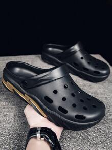 Sandalias de hombre versátiles y de moda 2025, de material EVA ligero, con punta cerrada, sin talón, de secado rápido, aptas para la playa, el agua, el baño, el uso casual y la oficina - Negro - Ver 5