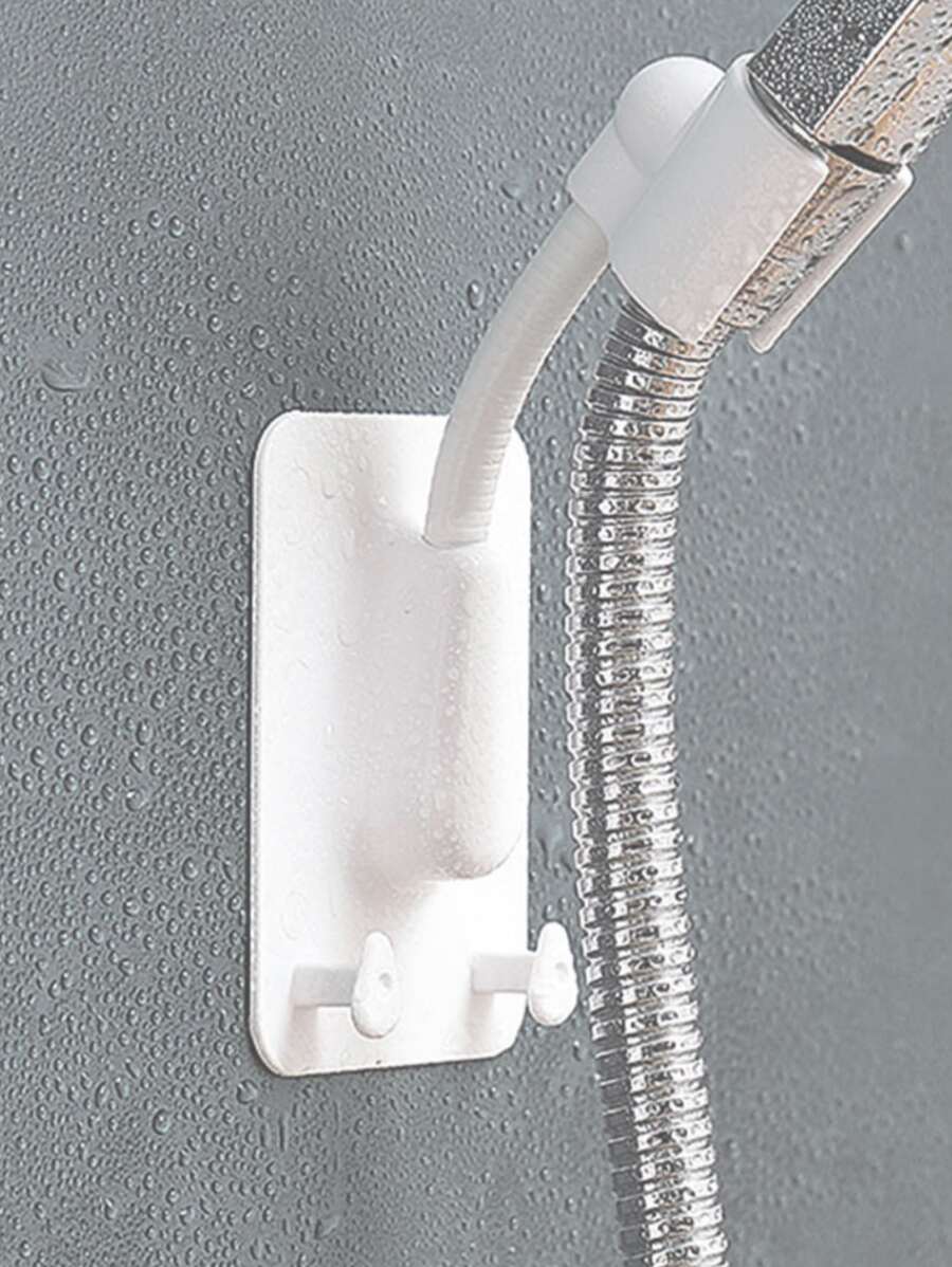 一件白色無需打孔360度通用可調節淋浴頭固定架
