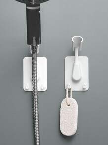 一件白色無需打孔360度通用可調節淋浴頭固定架