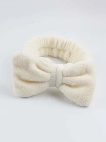 1入組蝴蝶結裝飾浴室髮帶浴室用滌綸純色淋浴髮帶 - 米色 - 查看 3