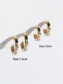 SHEIN SXY 2對極簡風格開口耳環 - 金黃色 - 查看 2