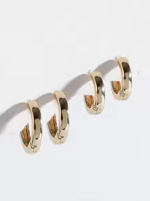 SHEIN SXY 2對極簡風格開口耳環 - 金黃色 - 查看 3