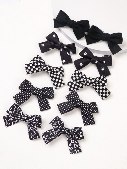 5 أزواج من مشابك الشعر المزينة بالزهور البنية للبنات، دبابيس شعر بشكل فراشة، إكسسوارات شعر من قماش المربعات مناسبة للحياة اليومية والعطلات والعودة إلى المدرسة