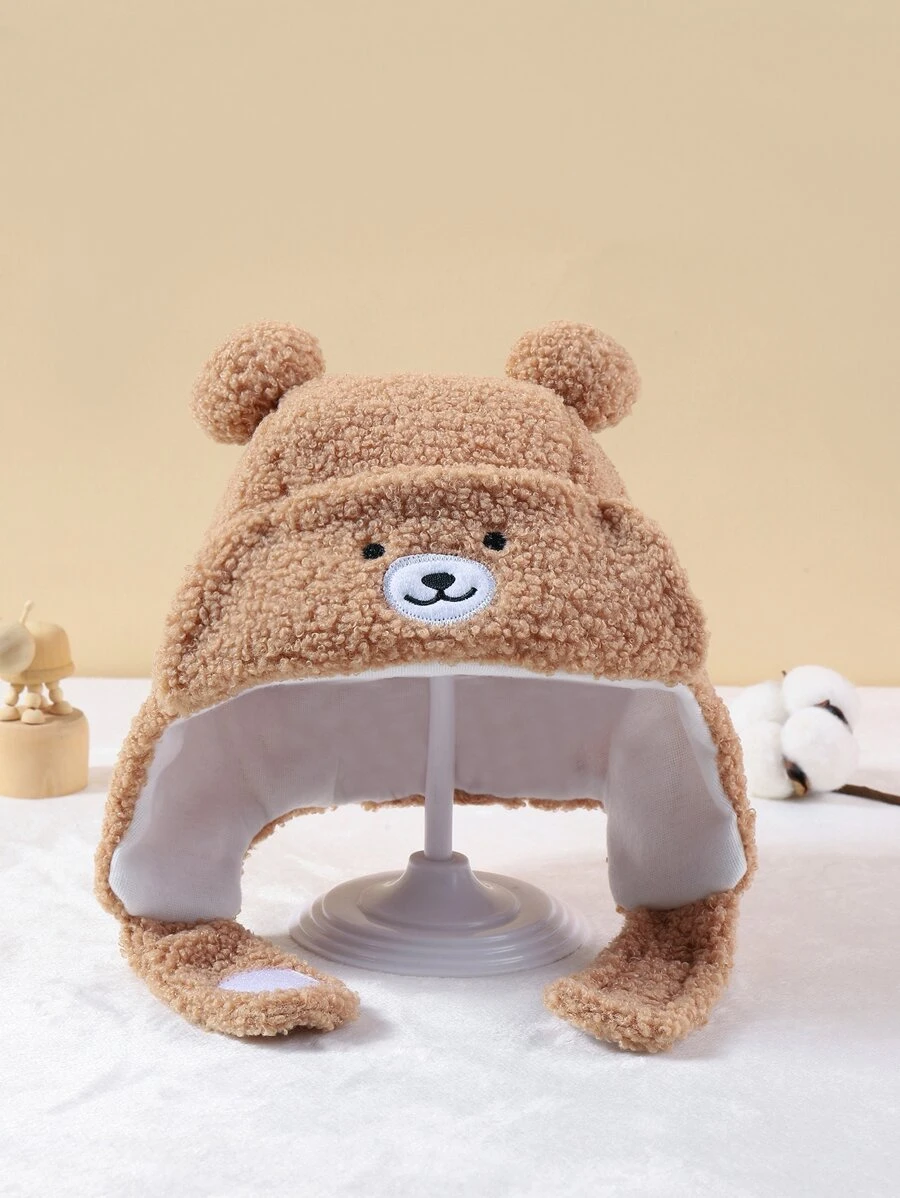 1pc Baby Bear Design Plush Hat